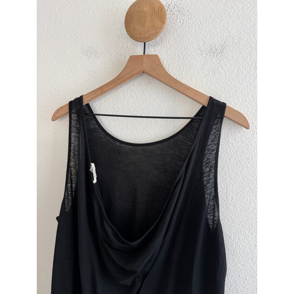Helmut Lang Black Draped Pima Cotton Blend Tank Top Large - Picture 5 of 7